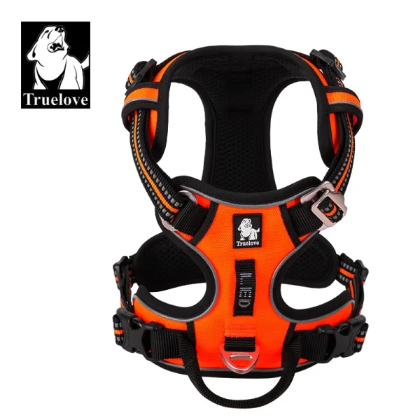 Truelove Reflective Nylon Dog Harness  & Dog Vehicular Safety Vest for Walking or Running