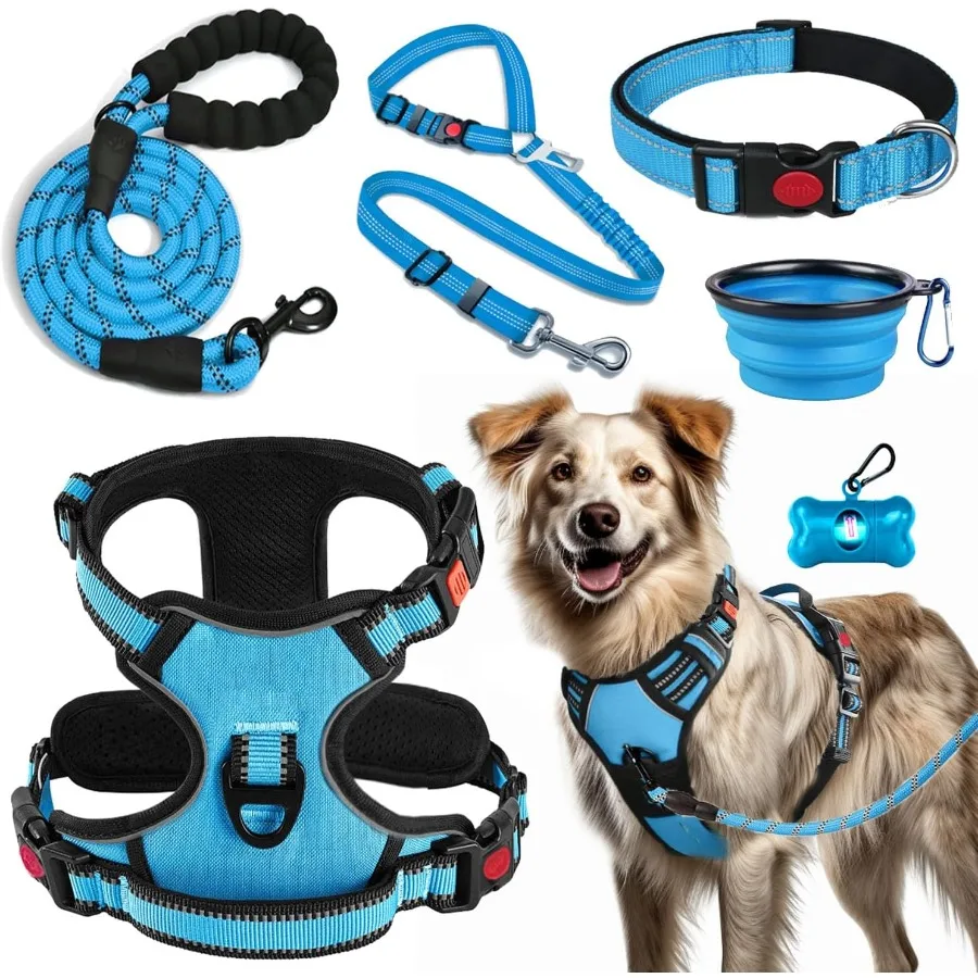 No Pull Dog Harness Collar Leash Set
