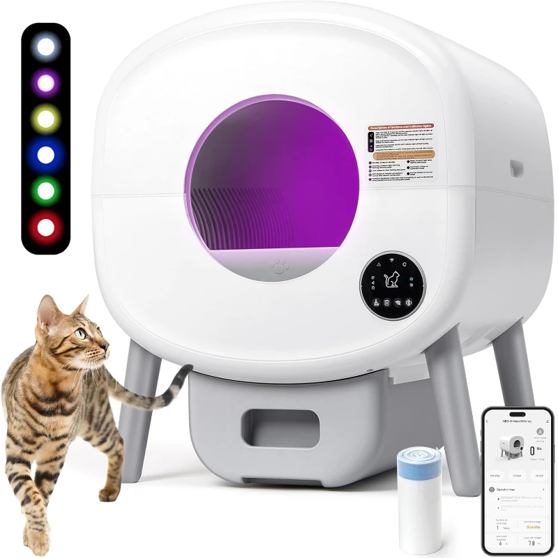 Automatic Litter Box Self Cleaning Ambient Light Waste Disposal
