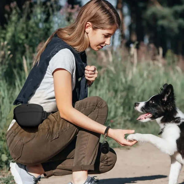 Silicone dog treat pouch,magnetic closure, with training clicker