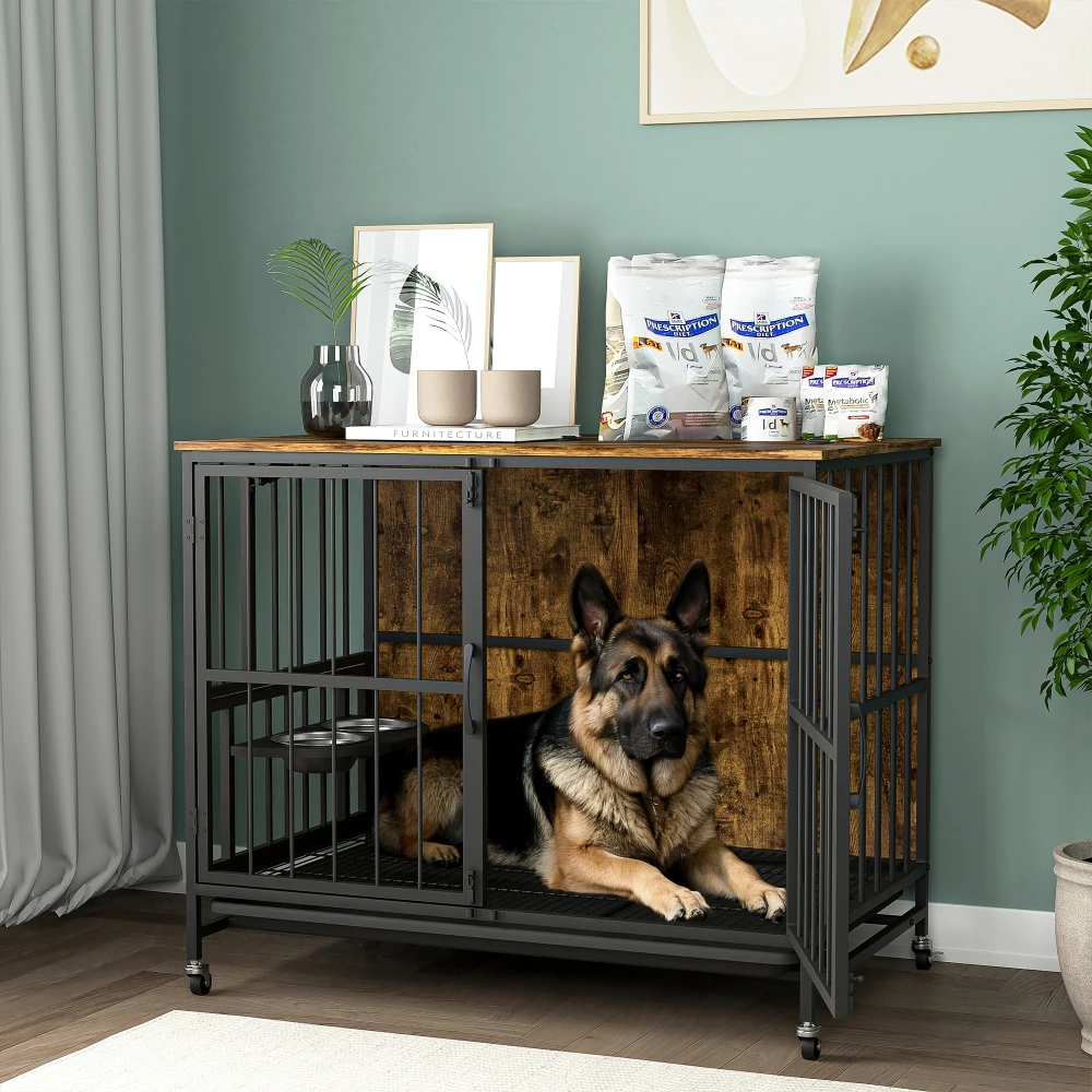 Modern Dog Kennel  up to 80 LB with Multi-Purpose Removable Tray